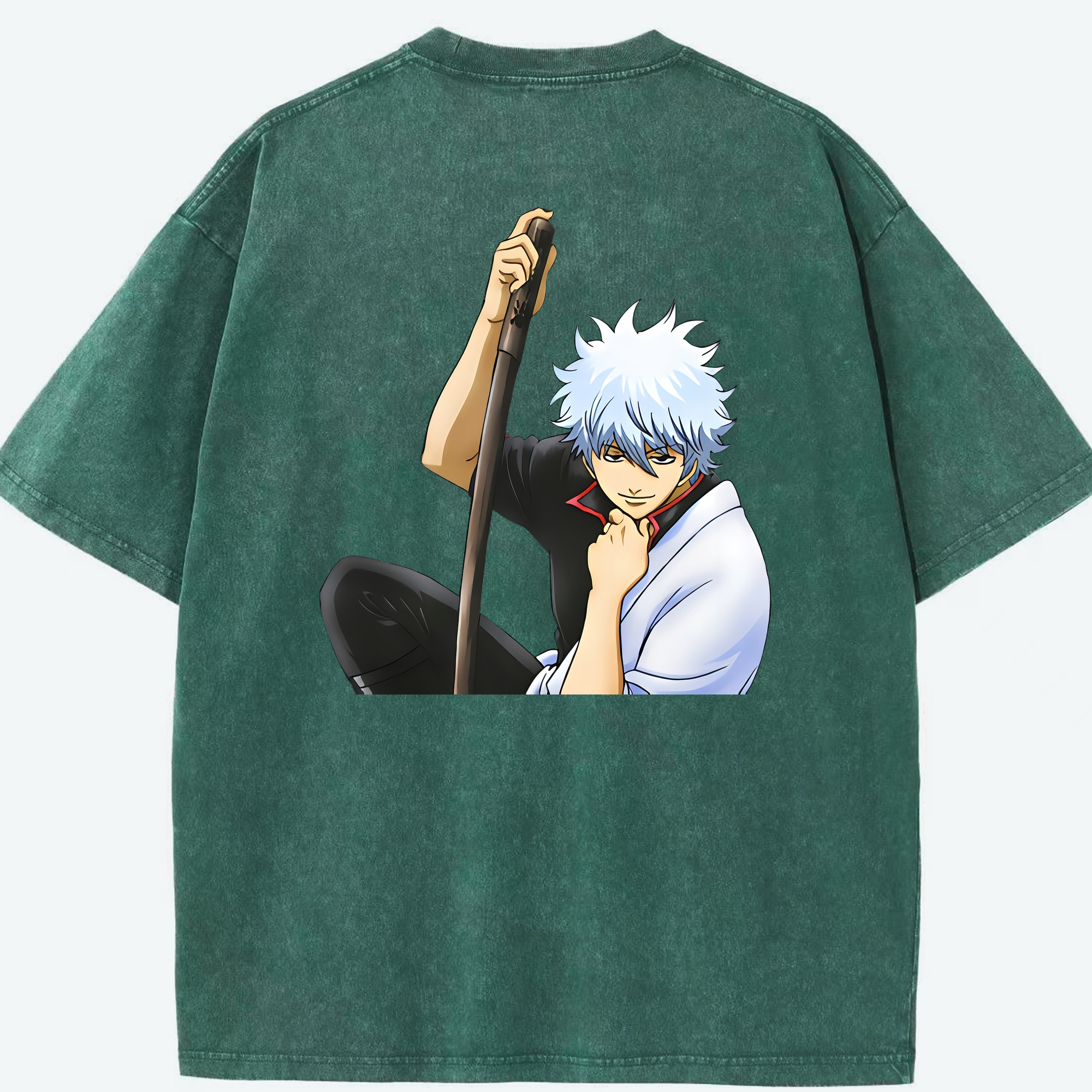 （画像用） ぎんたま 坂田銀時（さかたぎんとき） 神楽 志村新八（しむら しんぱち） GINTAMA Sakata Gintoki Kagura Shimura Shinpachi 綿100% ヴィンテージ風 半袖Tシャツ（背面プリント）